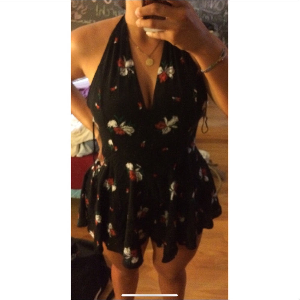 Free People Floral Halter Romper